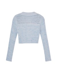 Hallowed Openwork Crochet Knit Top Sweater with Collar