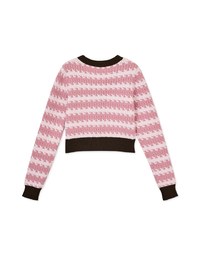 Love Button Striped Color Knit Top