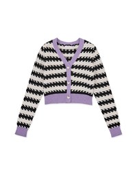 Love Button Striped Color Knit Top