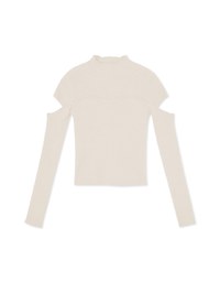 Mock Neck Sleeve Cut Out Top