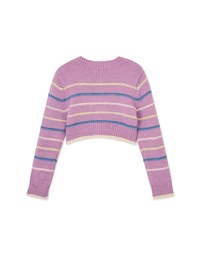 Colorful Line Knit Crop Top
