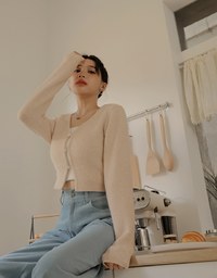 Pearl Buttoned Knit Top