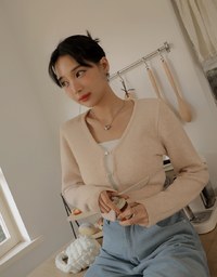 Pearl Buttoned Knit Top