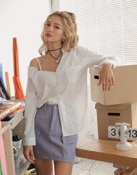 Sexy Lazy Off-Shoulder Open Collar Blouse Shirt