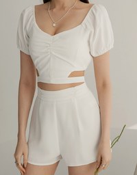 Front Scrunch Low Back Tie Strap Top