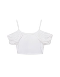 Draped Cut Off Shoulder Padded Top