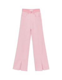Pink Patchwork Slit Jeans