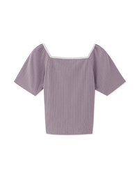2WAY Contrast Lining Knit Top With Bow