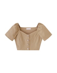 French Oxford Cloth Puff Sleeve Top