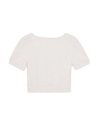 Texture Square Neckline Puff Sleeve Top