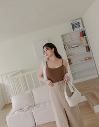 Knit Thin Shoulder Strap Padded Tube Vest