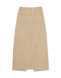 Washed Denim High-slit Long Skirt