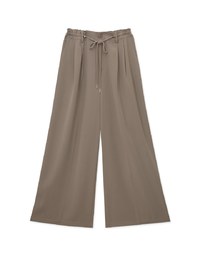 Draped Drawstring Pleated High Waisted Wide Pants Culottes