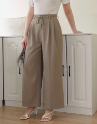 Draped Drawstring Pleated High Waisted Wide Pants Culottes