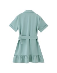 Collar Chiffon Mini Dress (With Belt)