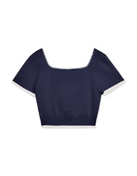 Square Neck Stitched Knit Top