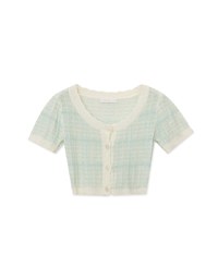 Tweed Plaid Trim Knit Top