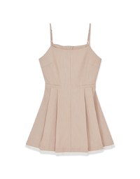 Pleated Cinched Waist Thin Strap Dress