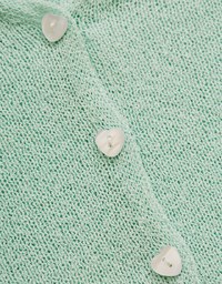 Pastel Color Correction Heart Shaped Button Knit Top