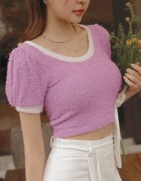 Teaxtured Knit Puff Short Sleeve Top