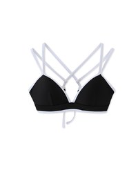 【PUSH UP 】Ultra Coverage Contrast Color Dual Strap Push Up Bikini Top Bra Padded