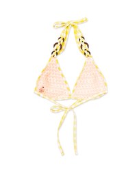 【PUSH UP】Wrinkled Colorful Plaid Single Tie Strap Bikini