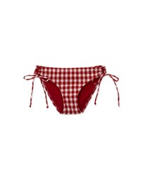 Wrinkled Colorful Plaid Side Tie Strap Bikini Bottom