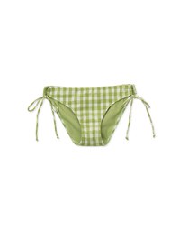 Wrinkled Colorful Plaid Side Tie Strap Bikini Bottom