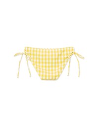 Wrinkled Colorful Plaid Side Tie Strap Bikini Bottom