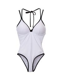 【DOUBLE PUSH】 Sculpting Contrast Tie Strap Swimsuit