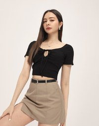 3WAY Ingenious Tie Strap Ribbed Top