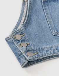 Large Pocket Vintage Jeans Denim Vest