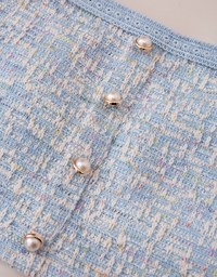 Tweed Mixed Pearl Button Padded Tank Top