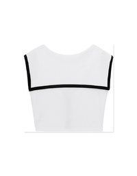 Collared Contrast Ribbed Tank Top