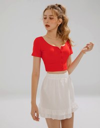 Heart Button Ribbed Top