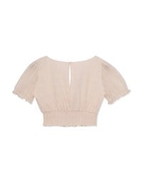 Square Neck Sheer Puff Sleeve Top