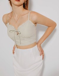 Plaid Ruffled Tie Front Cami Padded Top