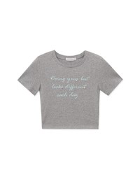 Alphabet Pearl Embellished Round Neck Tee Top