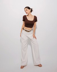 Cross Back Hollow Out Cropped Top