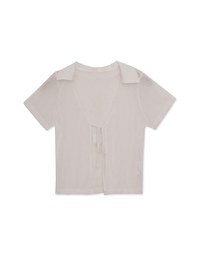 Open Collar Sheer Tie Strap Top