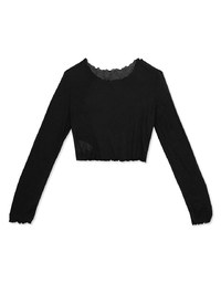 Sheer Ruffle Trim Cropped Top