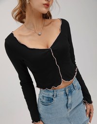 Ruffled Smooth Button Up Top