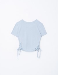 Ribbed Side Tie Crew Neck Top