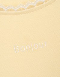 Bonjour Lace Trim Printed Tee