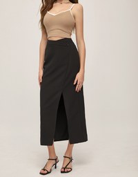 Asymmetrical Front Slit Long Skirt