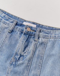 Vintage Pleated Jeans Denim Skirts