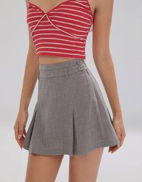 Solid Color Pleated Skirt