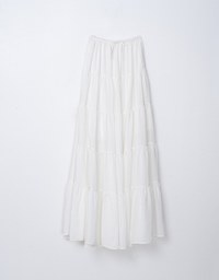 Maxi Long Skirt With Elastic Waistline And Drawstring Tiered & Textured Beach Style