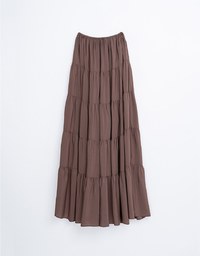 Textured Drawstring Tiered Long Skirt