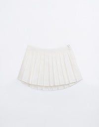 High Waisted Plain Pleated Mini Skirt